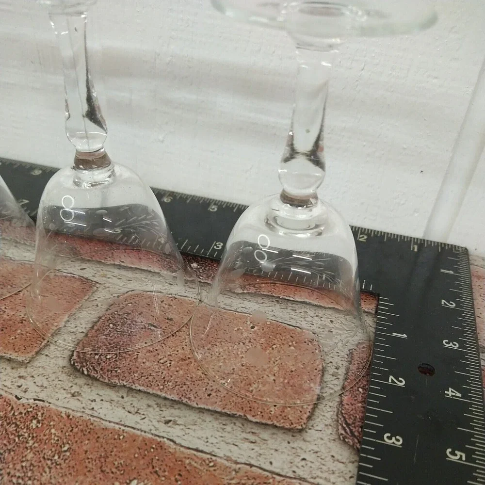 Set of 3 Etched Cordial Glasses Stemmed Clear 4.5in Barware‎ Bundle